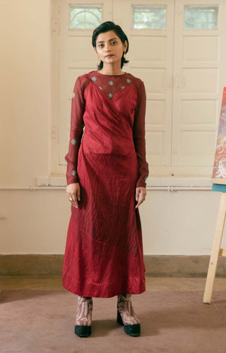 The Loom Art-Red Blood Martina Dress-INDIASPOPUP.COM