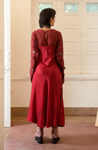 The Loom Art-Red Blood Martina Dress-INDIASPOPUP.COM