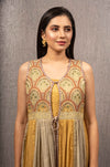 Gazal Mishra-Yellow & Gray Cape Dress-INDIASPOPUP.COM