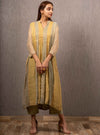 Gazal Mishra-Yellow & Grey Pintuck Kurta With Pants-INDIASPOPUP.COM