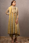 Gazal Mishra-Yellow & Grey Pintuck Kurta With Pants-INDIASPOPUP.COM