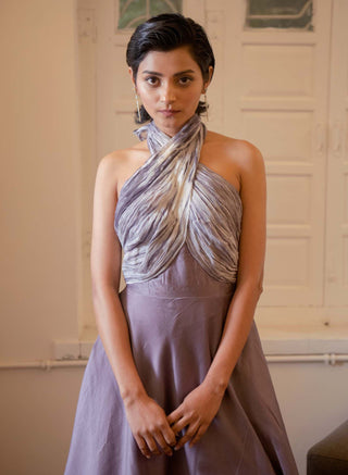 The Loom Art-Frosted Mauve Dress-INDIASPOPUP.COM