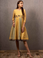 Gazal Mishra-Yellow Knee Length Dress-INDIASPOPUP.COM