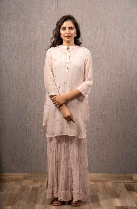 Gazal Mishra-Blush Short Kurta And Skirt Set-INDIASPOPUP.COM