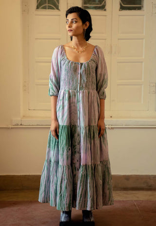 The Loom Art-Lilac Teal Dress-INDIASPOPUP.COM