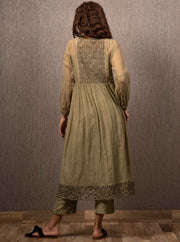 Gazal Mishra-Olive Gather Dress-INDIASPOPUP.COM