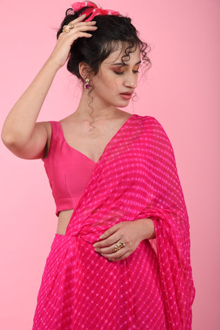 K-Anshika-Pink Draped Saree-INDIASPOPUP.COM