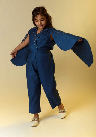 Littleens-Sapphire Blue Jumpsuit-INDIASPOPUP.COM