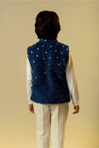 Littleens-Sapphire Blue Waistcoat Jacket-INDIASPOPUP.COM