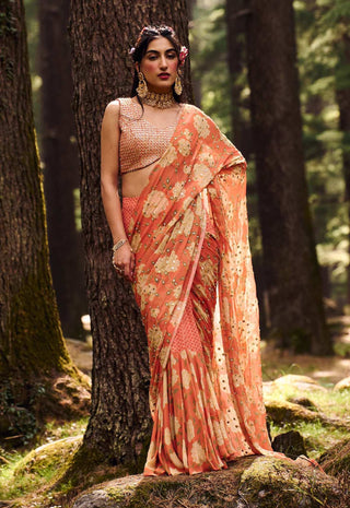 Paulmi & Harsh-Sherbet Orange Sari With Blouse-INDIASPOPUP.COM