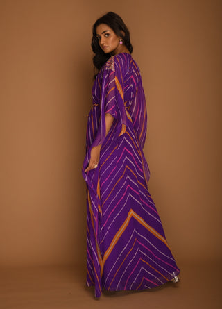 K-Anshika-Purple Embellished Kaftan Tunic-INDIASPOPUP.COM