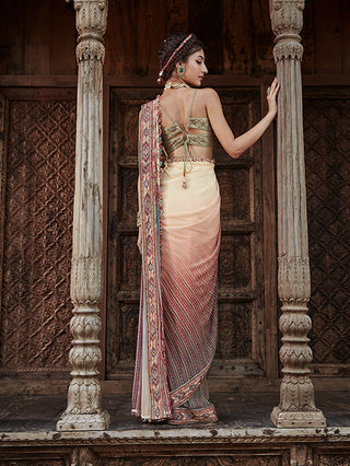 Kalista-Shameen Ombre Pre-Draped Sari With Blouse-INDIASPOPUP.COM