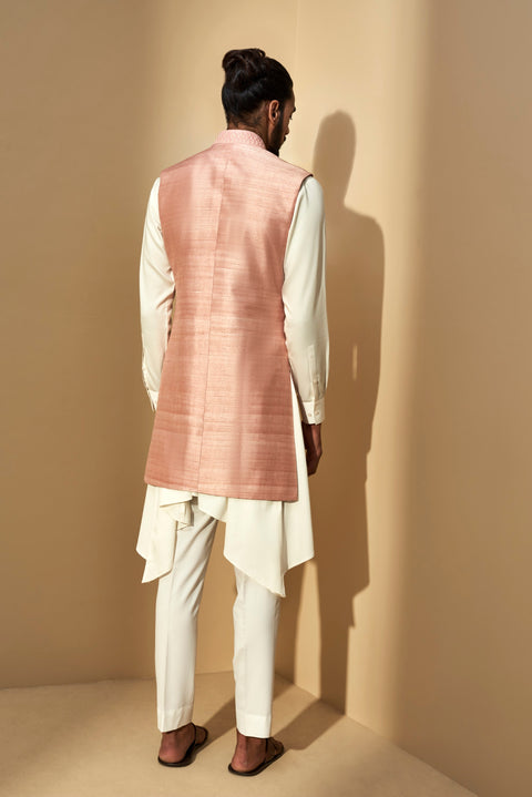 Dhruv Vaish-Sand Rose Long Jawahar Jacket Set-INDIASPOPUP.COM