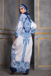 Rajdeep Ranawat-Indigo Kimono Dress With Stole-INDIASPOPUP.COM