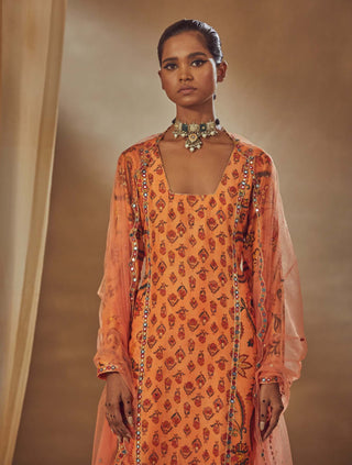 Drishti & Zahabia-Peach Embroidered Kurta Set-INDIASPOPUP.COM