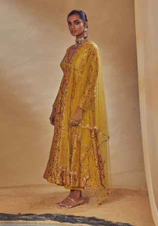 Drishti & Zahabia-Yellow Embroidered Anarkali Set-INDIASPOPUP.COM