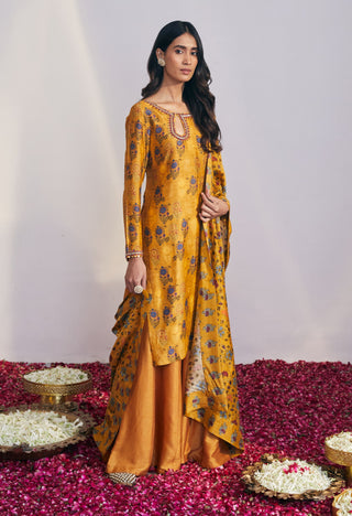 Drishti & Zahabia-Yellow Printed Kurta Set-INDIASPOPUP.COM