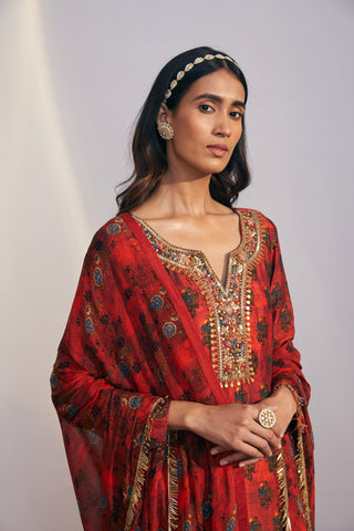 Drishti & Zahabia-Cherry Printed Kurta Set-INDIASPOPUP.COM