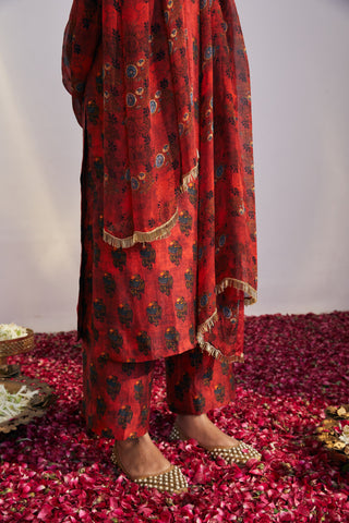 Drishti & Zahabia-Cherry Printed Kurta Set-INDIASPOPUP.COM