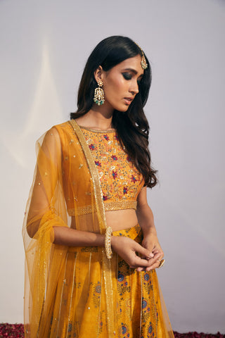 Drishti & Zahabia-Yellow Kali Lehenga Set-INDIASPOPUP.COM