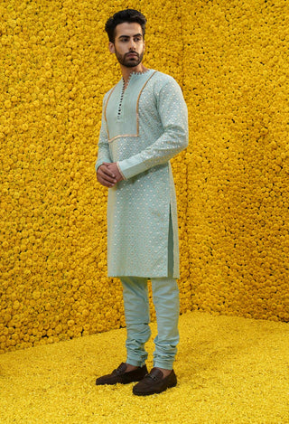 Mahima Mahajan-Omar Aquamarine Kurta With Chudidar-INDIASPOPUP.COM