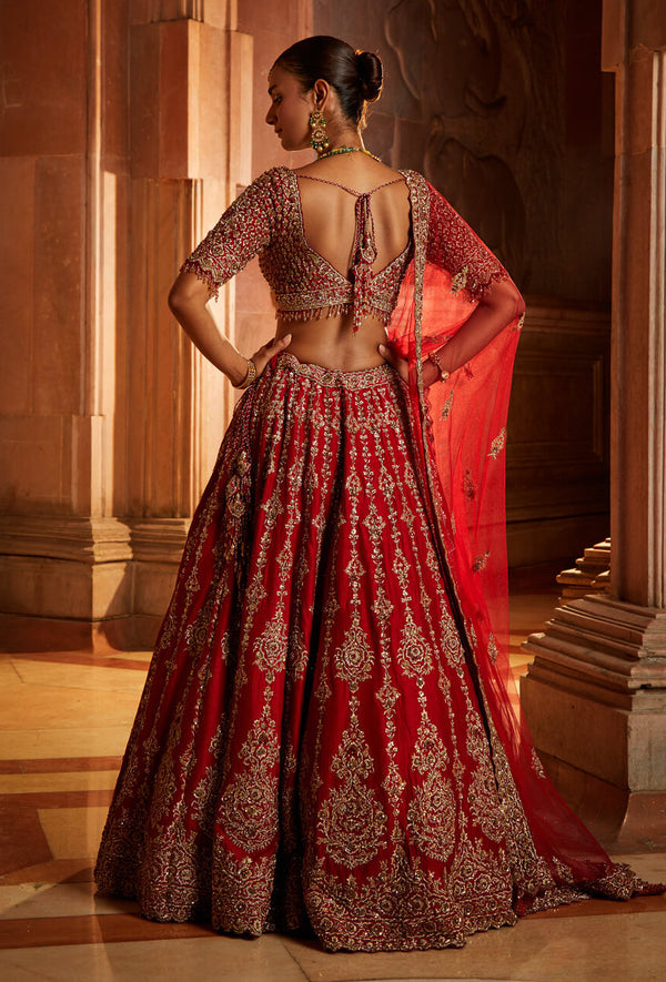 Dark red wedding outlet lehenga