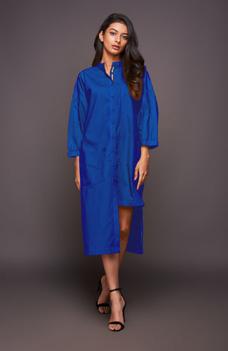 Deepika Arora-Blue Asymmetric Shirt Dress-INDIASPOPUP.COM