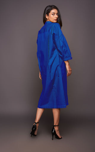 Deepika Arora-Blue Asymmetric Shirt Dress-INDIASPOPUP.COM