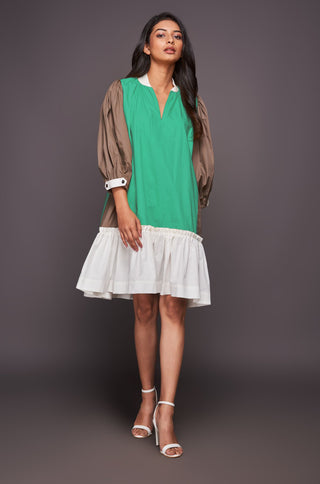 Deepika Arora-Color Block Long Shirt Dress-INDIASPOPUP.COM