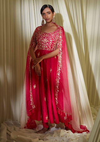 Disha Muchhala-Hot Pink Embroidery Anarkali Set-INDIASPOPUP.COM