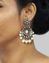Tizora-Black Antique Polki Earrings-INDIASPOPUP.COM