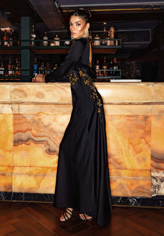 House Of Eda-Black Hanna Embellished Gown-INDIASPOPUP.COM