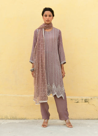 Chamee And Palak-Enna Brown Embroidered Kurta Set-INDIASPOPUP.COM