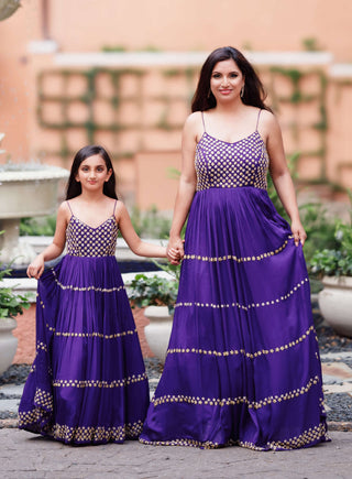 Ease-Mothers Day Purple Anarkali Set-INDIASPOPUP.COM