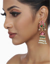 Red & Green Akshara Kundan Jhumki