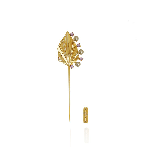 Esme-Una Lapel Pin With Swarovski Rounds-INDIASPOPUP.COM