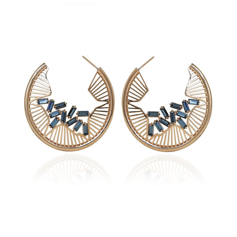 Esme-Lynn Hoop Earrings With Swarovski Baguettes-INDIASPOPUP.COM
