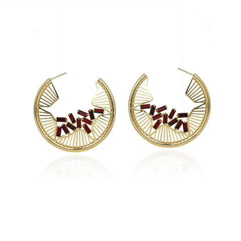 Esme-Lynn Hoop Earrings With Swarovski Baguettes-INDIASPOPUP.COM