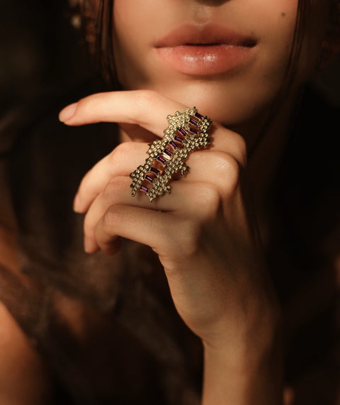 Esme-Wade Ring With Swarovski Baguettes-INDIASPOPUP.COM