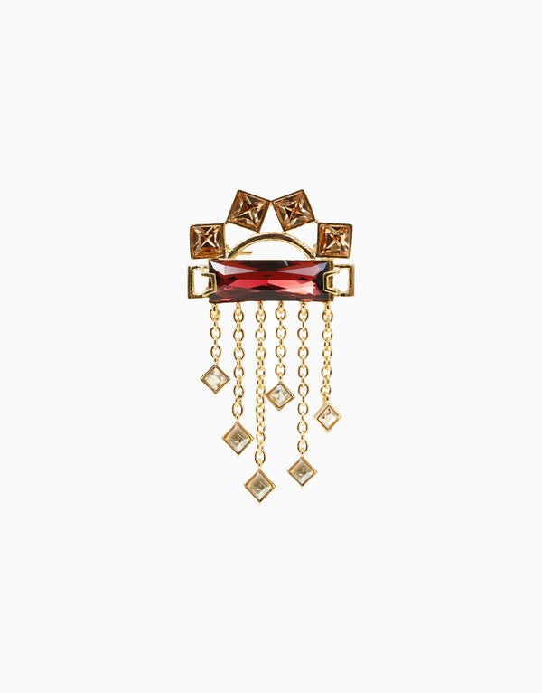 Esme-Gold & Maroon Flamenco Brooch-INDIASPOPUP.COM