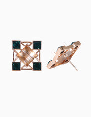 Esme-Green & Gold Quadrille Earring-INDIASPOPUP.COM
