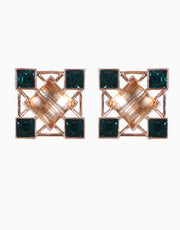 Esme-Green & Gold Quadrille Earring-INDIASPOPUP.COM