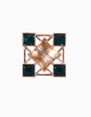 Esme-Green & Gold Quadrille Earring-INDIASPOPUP.COM