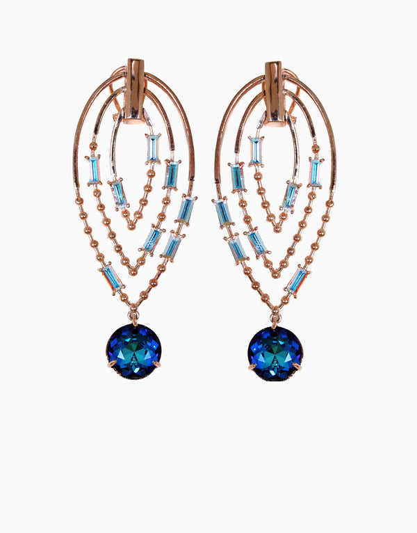 Esme-White & Blue Yoruba Earring-INDIASPOPUP.COM