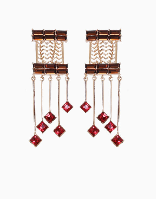 Esme-Brown & Red Cancan Earring-INDIASPOPUP.COM