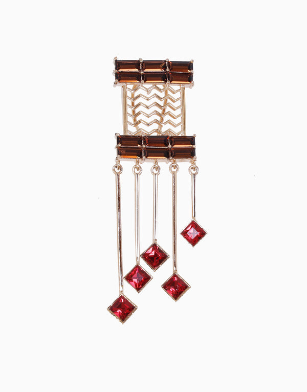 Esme-Brown & Red Cancan Earring-INDIASPOPUP.COM