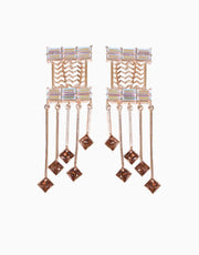 Esme-White With Gold Cancan Earring-INDIASPOPUP.COM