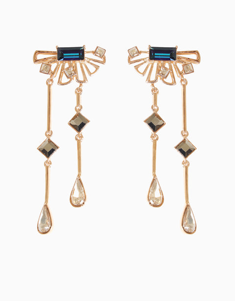 Esme-Blue & Metallic Grey Waltz Earring-INDIASPOPUP.COM
