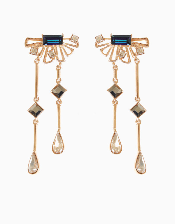 Esme-Blue & Metallic Grey Waltz Earring-INDIASPOPUP.COM