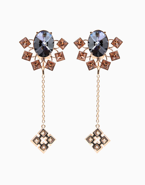 Esme-Gold & Grey Folk Earring-INDIASPOPUP.COM